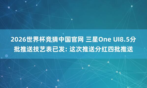 2026世界杯竞猜中国官网 三星One UI8.5分批推送技艺表已发: 这次推送分红四批推送