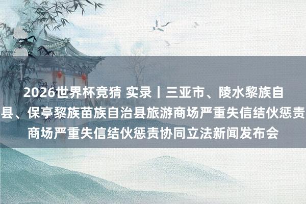 2026世界杯竞猜 实录丨三亚市、陵水黎族自治县、乐东黎族自治县、保亭黎族苗族自治县旅游商场严重失信结伙惩责协同立法新闻发布会