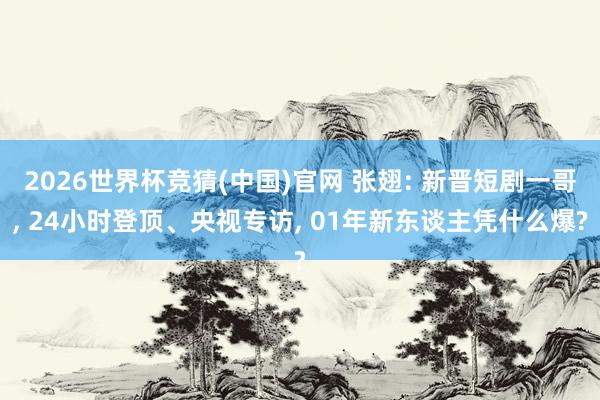 2026世界杯竞猜(中国)官网 张翅: 新晋短剧一哥, 24小时登顶、央视专访, 01年新东谈主凭什么爆?