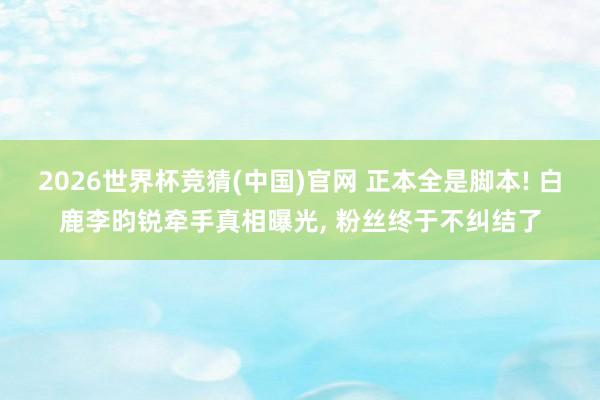 2026世界杯竞猜(中国)官网 正本全是脚本! 白鹿李昀锐牵手真相曝光， 粉丝终于不纠结了