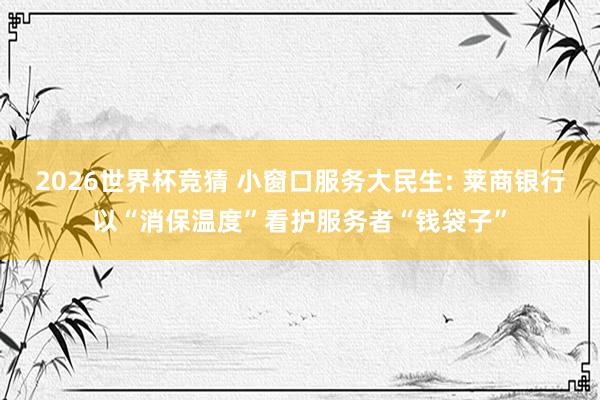 2026世界杯竞猜 小窗口服务大民生: 莱商银行以“消保温度”看护服务者“钱袋子”