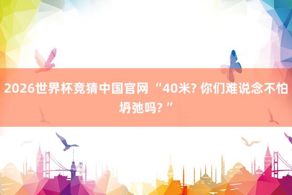 2026世界杯竞猜中国官网 “40米? 你们难说念不怕坍弛吗? ”