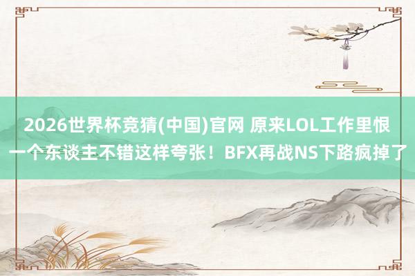 2026世界杯竞猜(中国)官网 原来LOL工作里恨一个东谈主不错这样夸张!BFX再战NS下路疯掉了