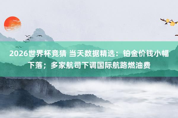 2026世界杯竞猜 当天数据精选:铂金价钱小幅下落;多家航司下调国际航路燃油费