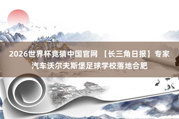 2026世界杯竞猜中国官网 【长三角日报】专家汽车沃尔夫斯堡足球学校落地合肥