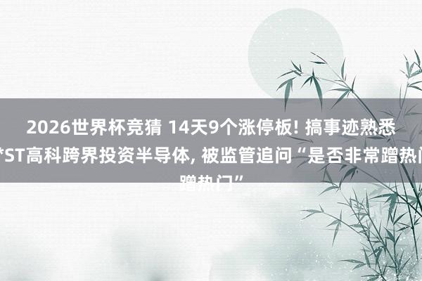 2026世界杯竞猜 14天9个涨停板! 搞事迹熟悉的*ST高科跨界投资半导体, 被监管追问“是否非常蹭热门”