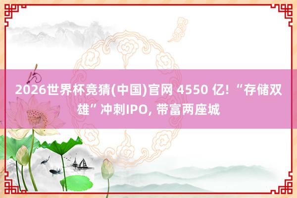 2026世界杯竞猜(中国)官网 4550 亿! “存储双雄”冲刺IPO, 带富两座城