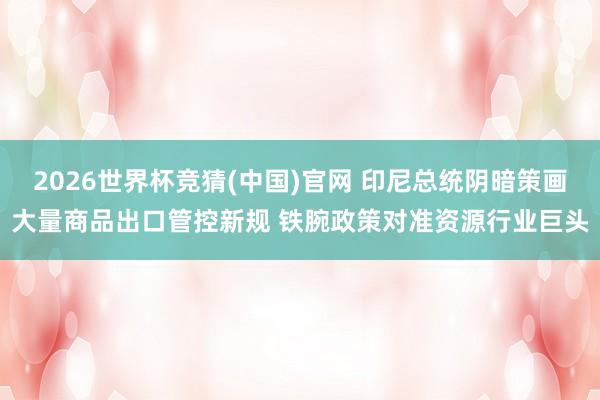 2026世界杯竞猜(中国)官网 印尼总统阴暗策画大量商品出口管控新规 铁腕政策对准资源行业巨头