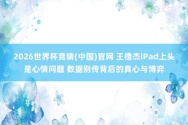 2026世界杯竞猜(中国)官网 王橹杰iPad上头是心情问题 数据别传背后的真心与博弈