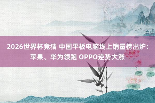 2026世界杯竞猜 中国平板电脑线上销量榜出炉:苹果、华为领跑 OPPO逆势大涨