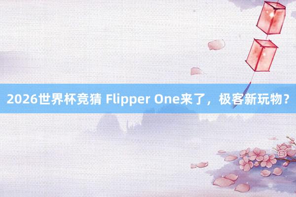 2026世界杯竞猜 Flipper One来了,极客新玩物?