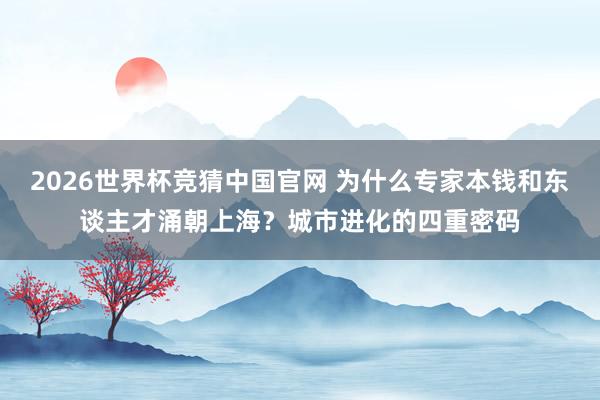 2026世界杯竞猜中国官网 为什么专家本钱和东谈主才涌朝上海？城市进化的四重密码