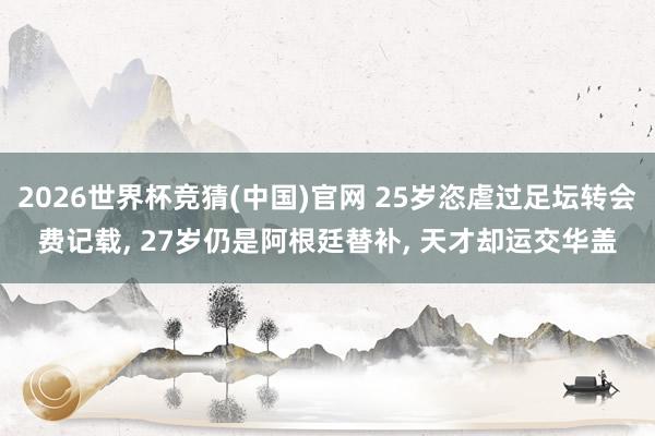 2026世界杯竞猜(中国)官网 25岁恣虐过足坛转会费记载, 27岁仍是阿根廷替补, 天才却运交华盖