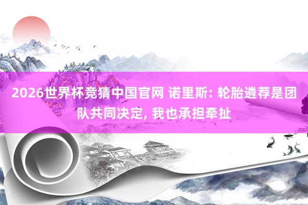 2026世界杯竞猜中国官网 诺里斯: 轮胎遴荐是团队共同决定， 我也承担牵扯