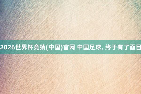 2026世界杯竞猜(中国)官网 中国足球， 终于有了面目