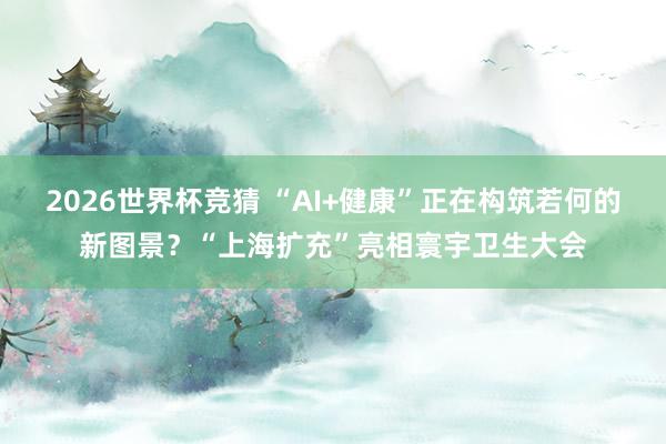 2026世界杯竞猜 “AI+健康”正在构筑若何的新图景?“上海扩充”亮相寰宇卫生大会