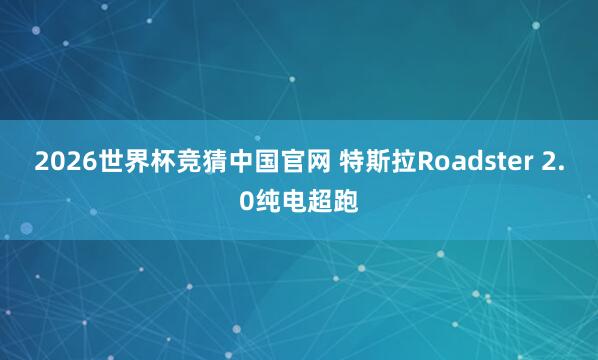 2026世界杯竞猜中国官网 特斯拉Roadster 2.0纯电超跑