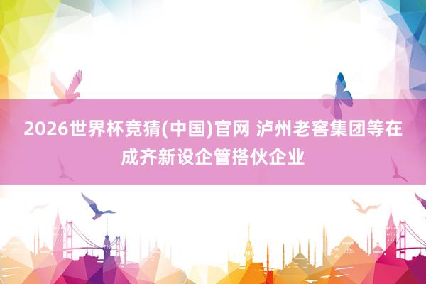 2026世界杯竞猜(中国)官网 泸州老窖集团等在成齐新设企管搭伙企业