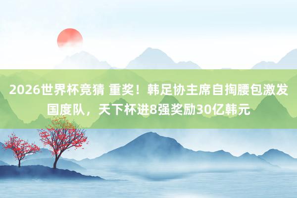 2026世界杯竞猜 重奖！韩足协主席自掏腰包激发国度队，天下杯进8强奖励30亿韩元