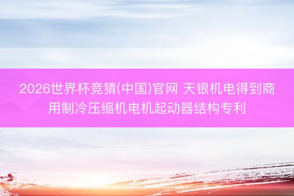 2026世界杯竞猜(中国)官网 天银机电得到商用制冷压缩机电机起动器结构专利