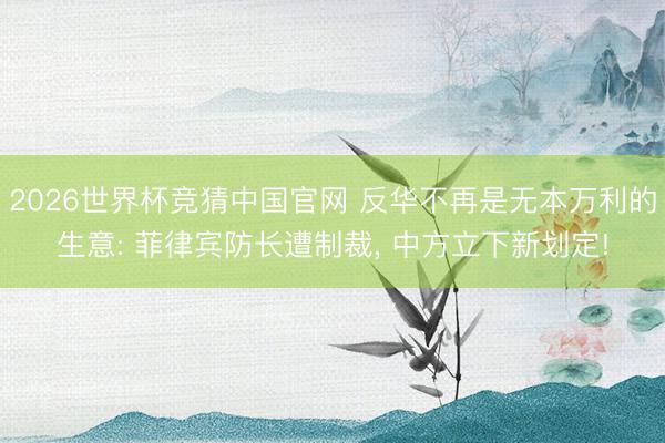 2026世界杯竞猜中国官网 反华不再是无本万利的生意: 菲律宾防长遭制裁, 中方立下新划定!