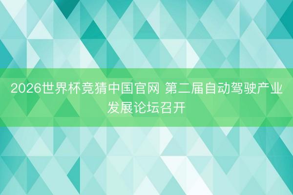 2026世界杯竞猜中国官网 第二届自动驾驶产业发展论坛召开