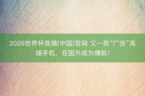 2026世界杯竞猜(中国)官网 又一款“广货”高端手机,在国外成为爆款!